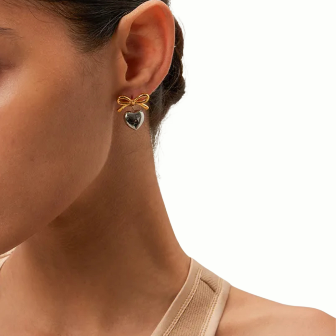 Heart and bow earrings