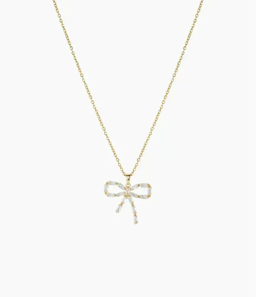 Shiny bow necklace