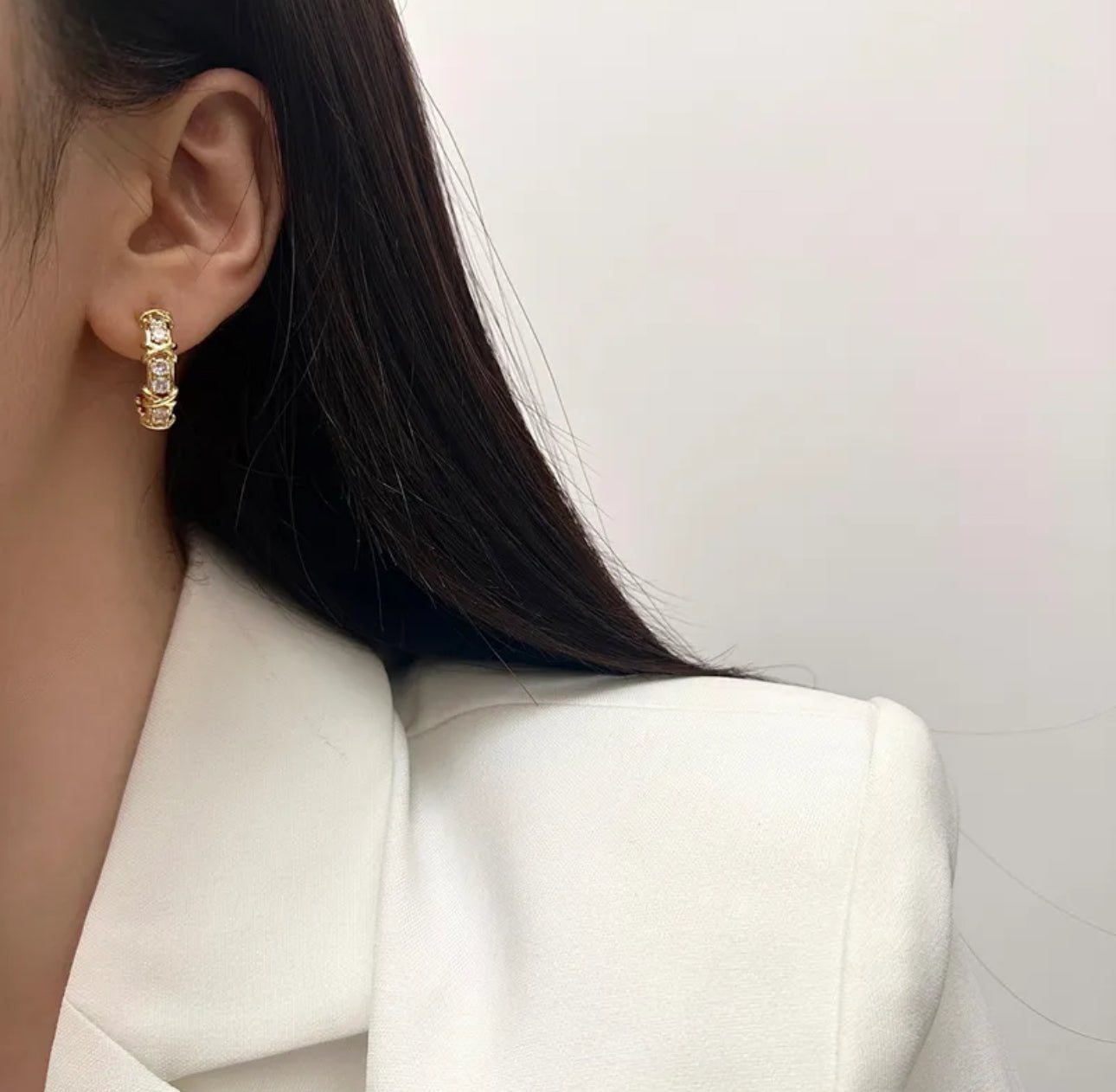 Diamond Cross Earring