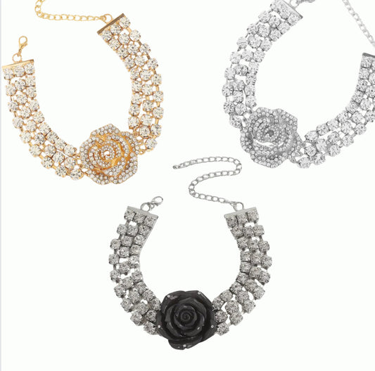 Crystal flower choker