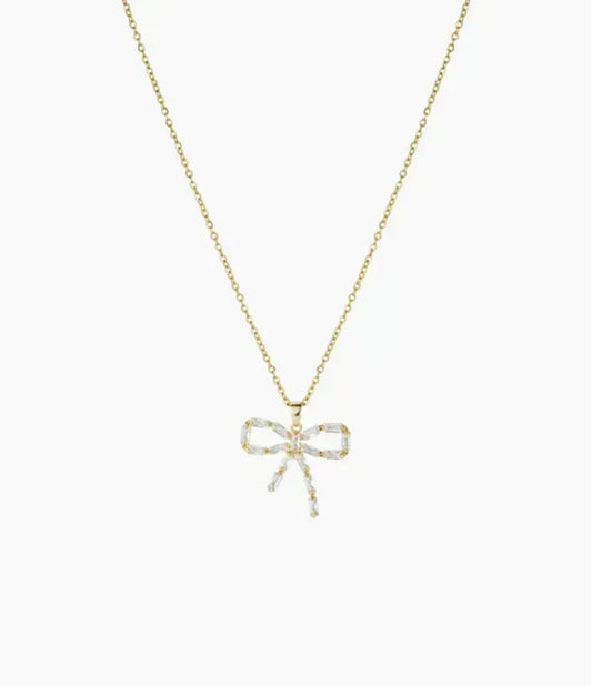 Shiny bow necklace