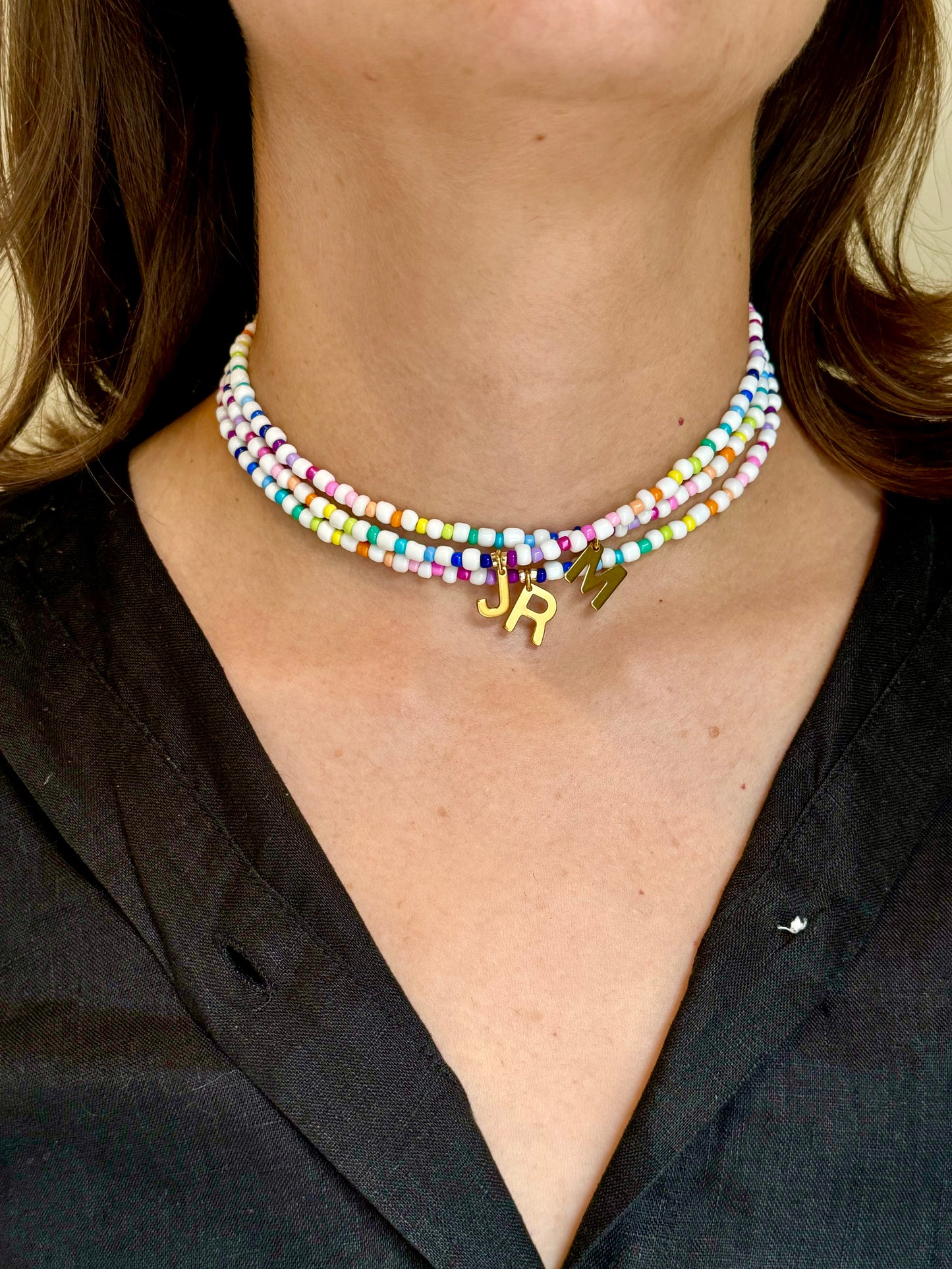 Rainbow initial necklace