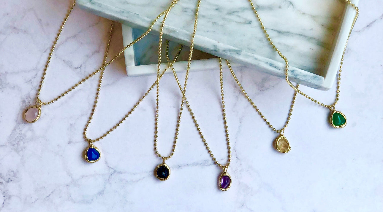 Beaded necklace & quartz