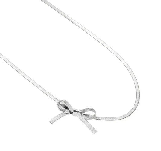 Sideways bow necklace