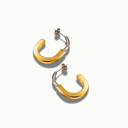 Silver and gold lock earrings